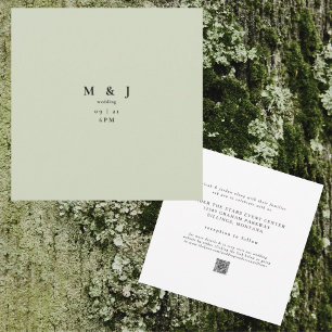 Convites Casamento Quadrado Verde Musgo Moderno Simples e E