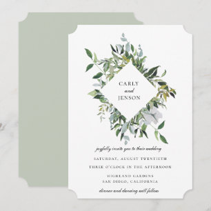 Convites Casamento Quadro Botânico Sage Empoeirado