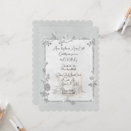 Convites Casamento Quadro Branco Brilhante Elegante Espelha