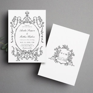 Convites Casamento Quadro Clássico Preto e Branco          