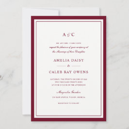 Convites Casamento Quadro de Borda Burgundy Clássico Elegan
