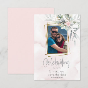 Convites Casamento  Quadro de Fotos Floral Rosa Pálido