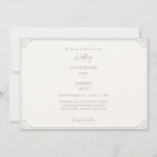 Convites Casamento Quadro de Ouro Marfim Elegante