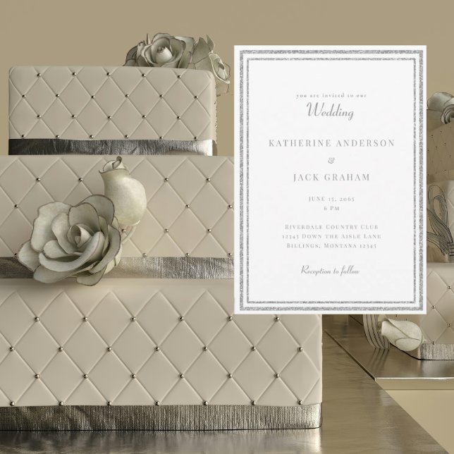 Convites Casamento Quadro de Prata Elegante  (Criador carregado)