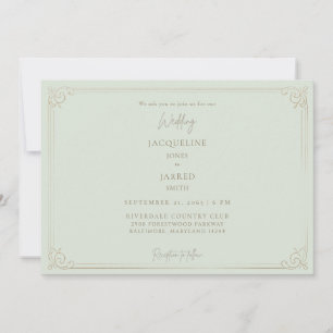 Convites Casamento Quadro Dourado Sage Elegante