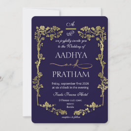 Convites Casamento Quadro Floral Ouro Luxo