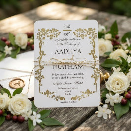 Convites Casamento Quadro Floral Ouro Luxo