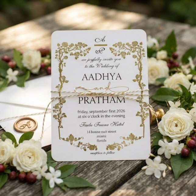 Convites Casamento Quadro Floral Ouro Luxo (Criador carregado)