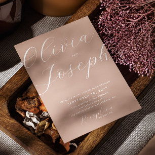 Convites Casamento Quente Dusty Peach   Código de Foto e QR