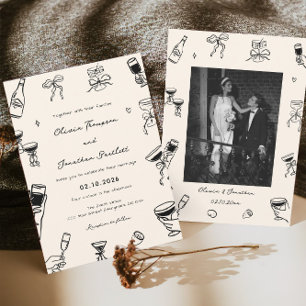 Convites Casamento Quirky com Desenho De Mão