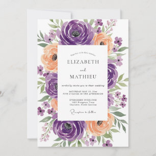 Convites Casamento Radiante de Primavera com Damasco Roxo