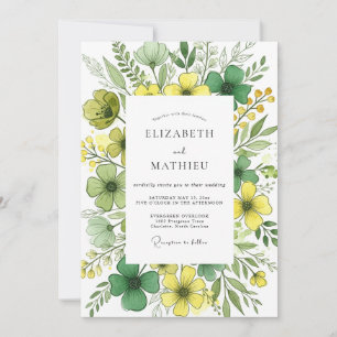 Convites Casamento Radiante de Primavera Verde Esmeralda