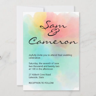Convites Casamento Rainbow Watercolor Simplesmente Fresco e