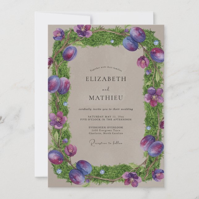 Convites Casamento Ranunculus Âmbar Muted Eucalipto Taupe (Frente)