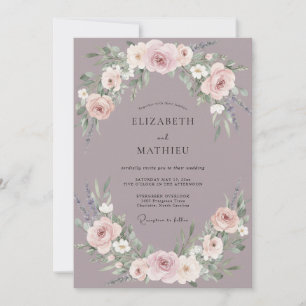 Convites Casamento Ranunculus Eucalipto Bege Pálido Ardósia