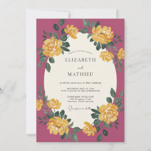 Convites Casamento Ranunculus Eucalipto Plum Gold
