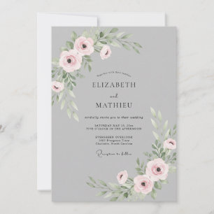 Convites Casamento Ranunculus Eucalipto Rosa Poeira Cinza