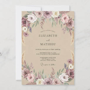 Convites Casamento Ranunculus Eucalipto Silenciado Ameixa T