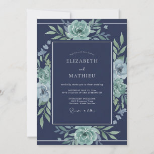 Convites Casamento Rápido de Inverno Azul-Marinho