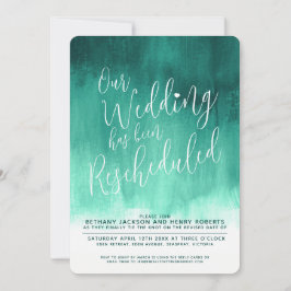Convites Casamento reagendado da arte verde esmeralda moder