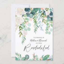 Convites Casamento Reagendado Data Verde Floral