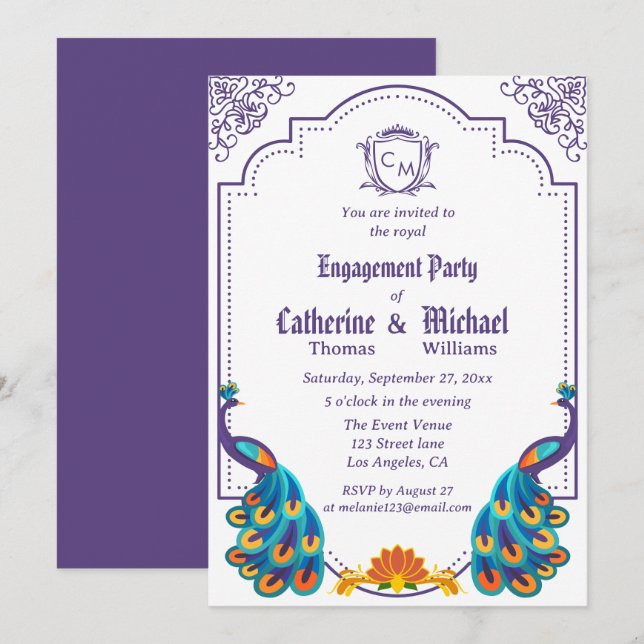 Convites Casamento Real Antigo Com Monograma do Nome  (Frente/Verso)