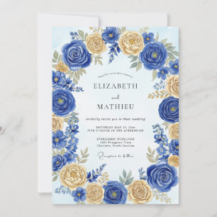 Convites Casamento Real Azul Cobalto na Primavera