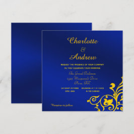 Convites Casamento Real Azul e Dourado