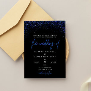 Convites Casamento Real Azul e Luminoso Negro