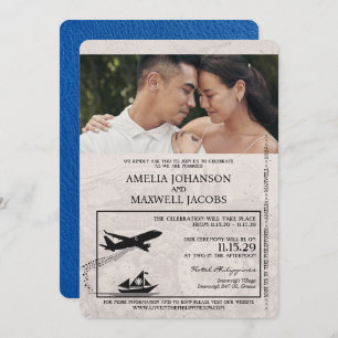 Convites Casamento Real Azul Filipinas Passaporte