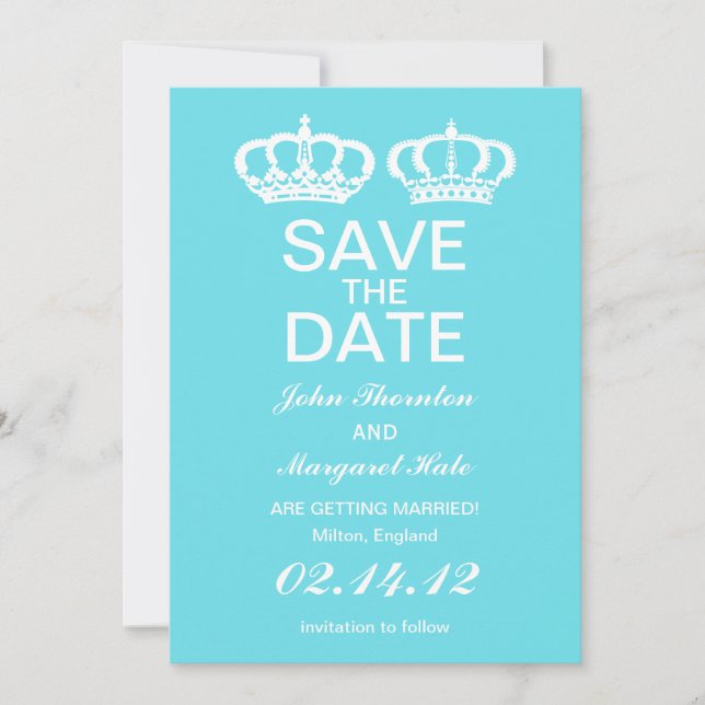 Convites Casamento Real Azul Salve a Data (Frente)