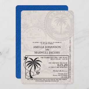 Convites Casamento Real Blue Bahamas Passaporte
