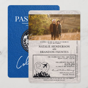 Convites Casamento Real Blue Colorado Passport