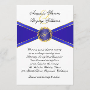 Convites Casamento Real Blue Elegance Monogramas
