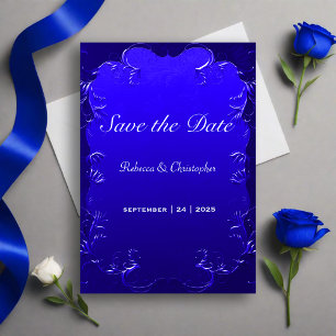 Convites Casamento Real Blue Elegance Salvar a Data
