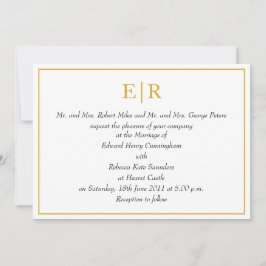 Convites Casamento Real do Monograma Dourado Elegante