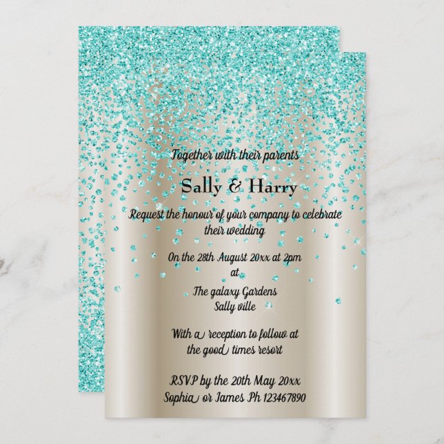 Convites Casamento Real dos índios Ouro cristal verde (Frente/Verso)