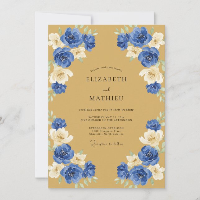 Convites Casamento Real Majestoso Dourado (Frente)