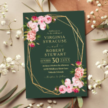 Casamento Real Verde Geométrico Escamudo Rosa