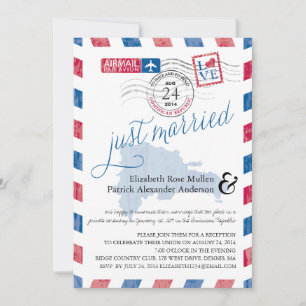 Convites Casamento Recém-Casados Correio Aéreo Antigo Pós R