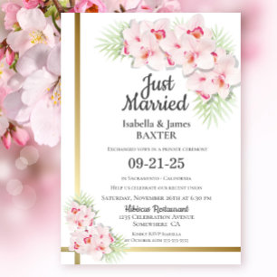 Convites Casamento Recém-Casados Orquídea Rosa Recepção de 