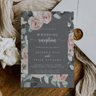 Convites Casamento Recepção Clássico Geométrico Rosa Cinza 