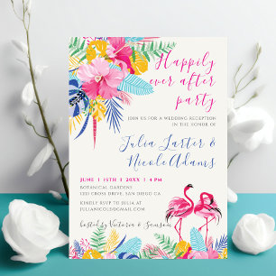 Convites Casamento Recepção Floresta Selvagem Tropical Rosa