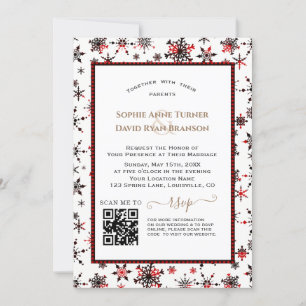 Convites Casamento Red Buffalo de Feriados de Inverno Moder