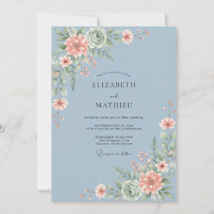 Convites Casamento Redemoinho Pintado Azul Empoeirado