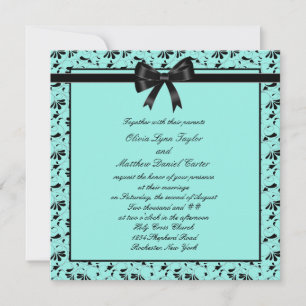 Convites Casamento Redemoinho Preto Azul Turquesa