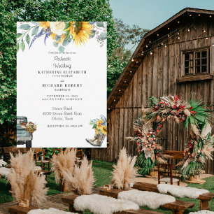 Convites Casamento Redneck de Girassol Botas e Chapéu de Co