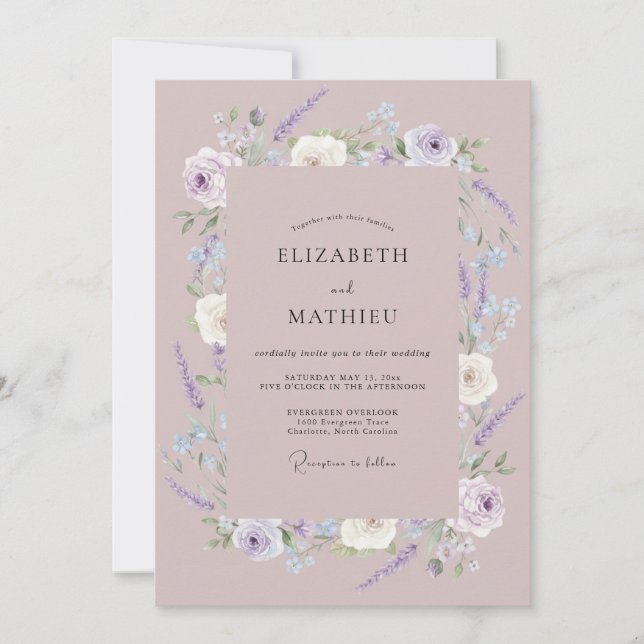 Convites Casamento Refined Lavanda Malva (Frente)