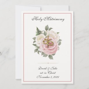 Convites Casamento Religioso Católico Elegante de Rosas Flo