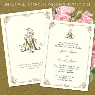 Convites Casamento Religioso Clássico Elegante Católico Inv